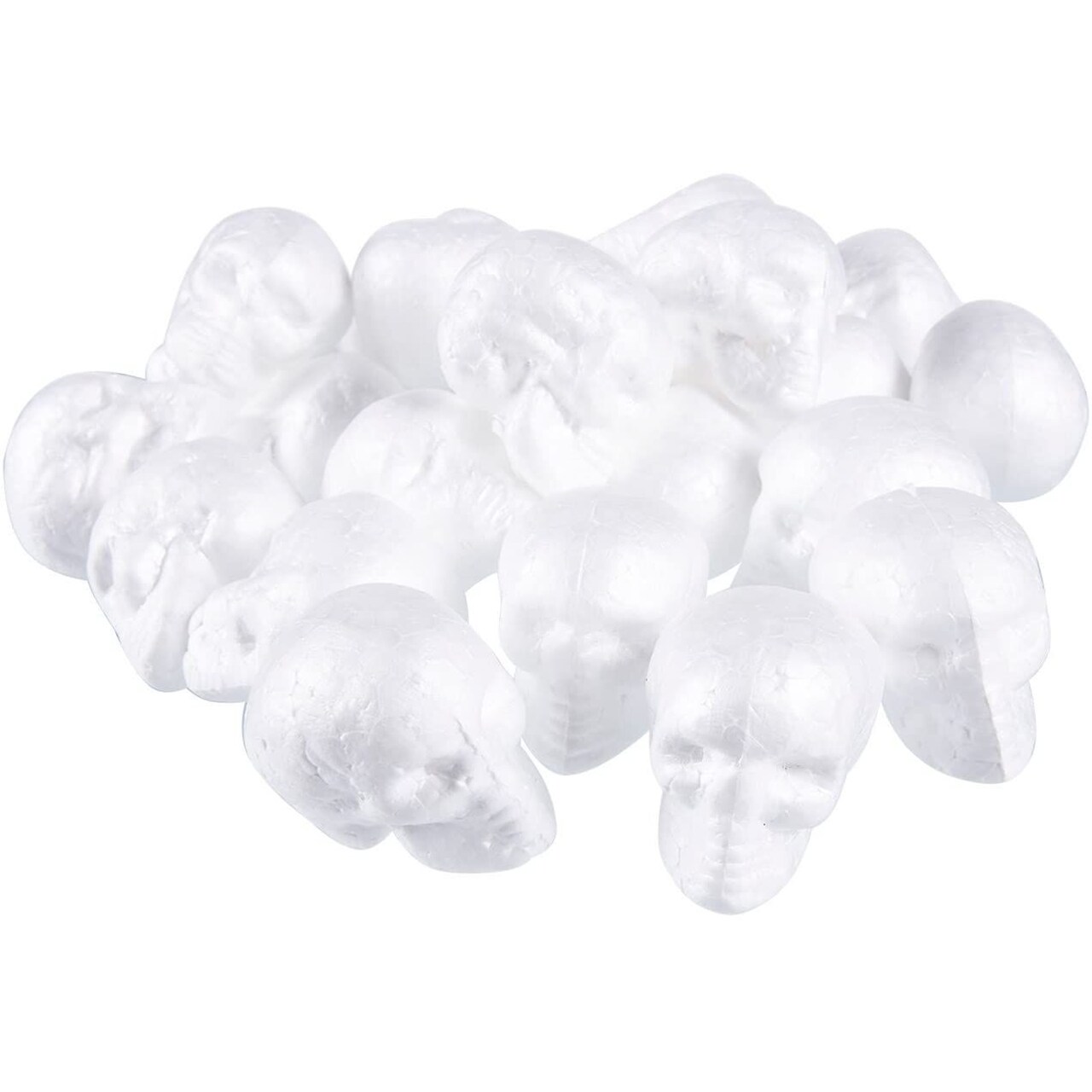 Juvale 24 Pack Foam Skull Head for DIY Crafts, Paintable Polystyrene Foam Skulls, Mini White Skulls to Paint for Halloween Decorations, Parties, and Events, Foam Skull Heads for Crafting, 2.5 Inches